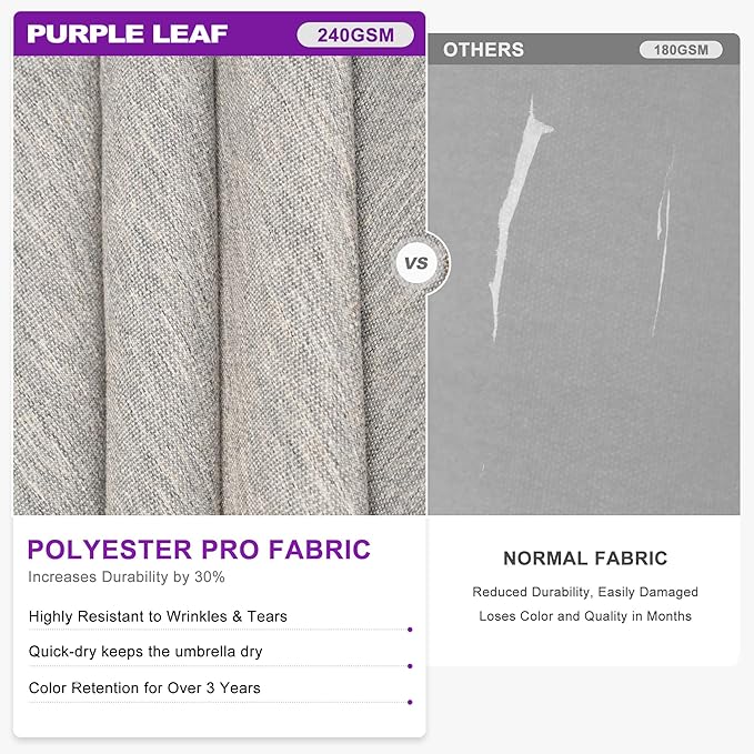 PURPLE LEAF 10' X 13' Double Top Cantilever Patio Umbrella Deluxe Large Outdoor Umbrella Rectangle Offset Umbrella with Fade Resistance for Garden Deck Pool Patio, Pebble Grey