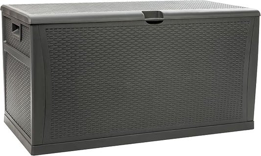 Flash Furniture 120 Gallon Plastic Deck Box - All-Weather Patio Storage and Organization for Throw Pillows, Pool Toys or Garden Tools