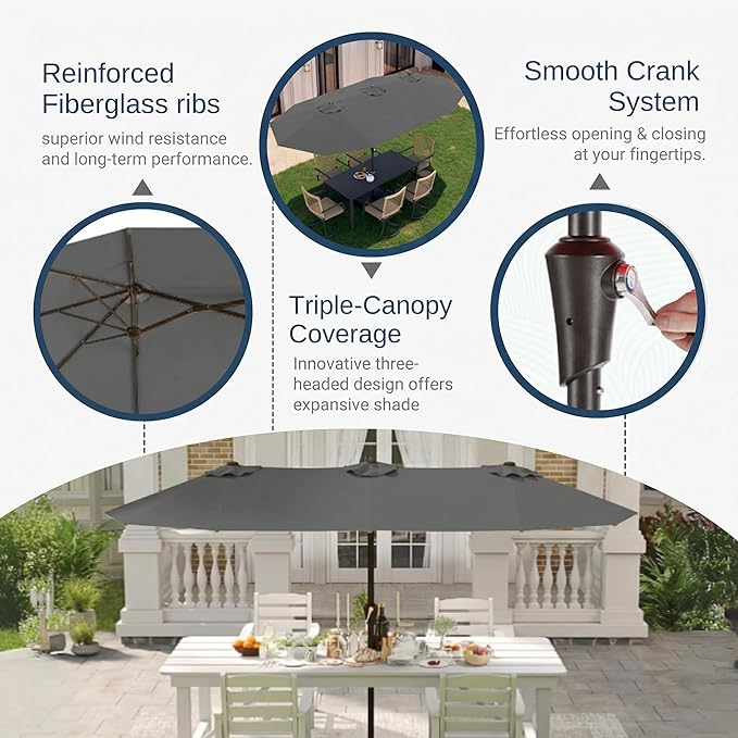 15FT Large Patio Umbrella with Base Included