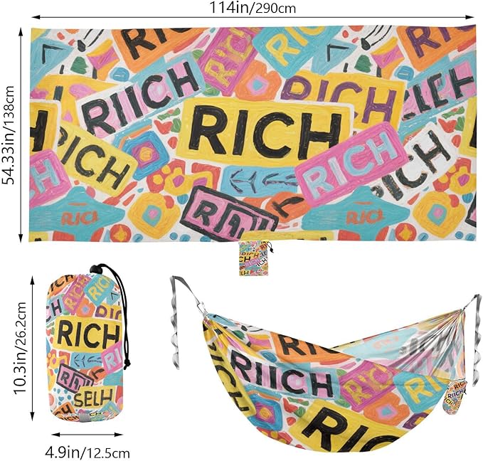 Colorful Cartoon Rich 330lb Capacity Camping Hammocks with Hanging Rope Indoor Hammock for Outside Patio Garden hamaca con soporte para adultos