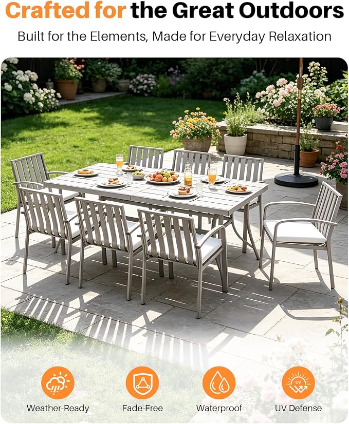 Never-Rust Patio Dining Chairs Set of 4, Aluminum Outdoor Dining Chairs with Polyester Seat Cushions, Deep Seating Outdoor Chairs for Table, Sturdy Patio Furniture Set for Deck, Garden, Pool