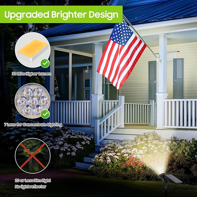 800 Lumens Solar Powered Spot Lights Outdoor - Adjustable Solar Flood Lights with 30 LEDs, 3 Modes, IP65 Waterproof, Solar Light for Landscape, Yard, Garden, Driveway, Tree, Wall(Warm White, 12-Pack)