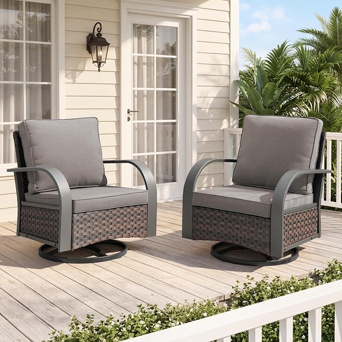 Belord Luxury Patio Furniture (Grey, 2 PCS - Swivel Glider)