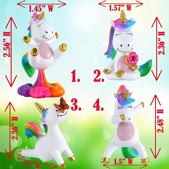 Mood Lab Fairy Garden Figurines - Yoga Unicorn Set (4 pcs) - Miniature Decorative Statues & Accessories - Outdoor & Indoor Garden Decor