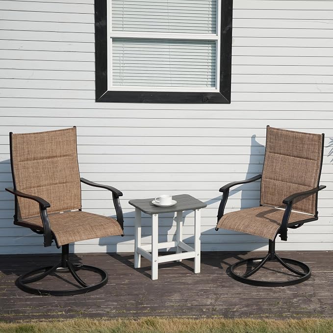 Patio Swivel Rocker Chairs Set of 4,Outdoor Dining Chairs High Back,15° Gentle Rocking Patio Chair with Padded Textilene, Metal Frame for Poolside Lawn Garden,Brown(4 PCS)