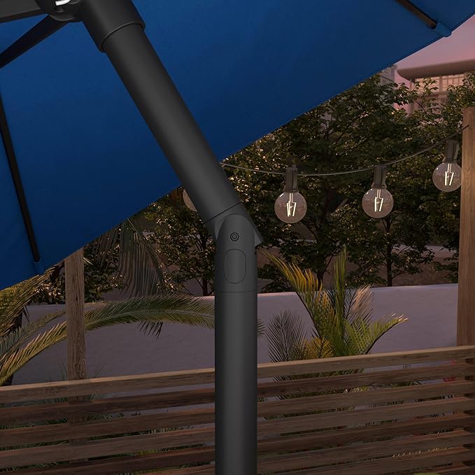 Sunline 9 ft Patio Umbrella with Crank & Push Button Tilt, Outdoor Market Umbrella with UV Protection & Wind Vent, Metal Frame for Deck, Pool & Table, Pacific Blue