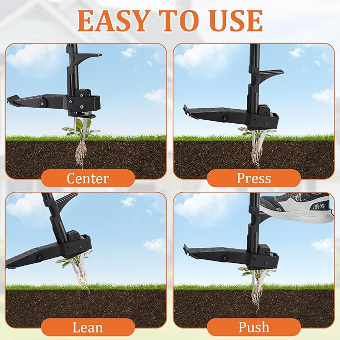Stand Up Weed Puller Tool - 43" Long Handle Garden Weeder With Foot Pedal, Heavy Duty Steel Claw Weed Remover For Uprooting Dandelions, Thistles, Crabgrass - Garden Yard Lawn Root Grabber Removal
