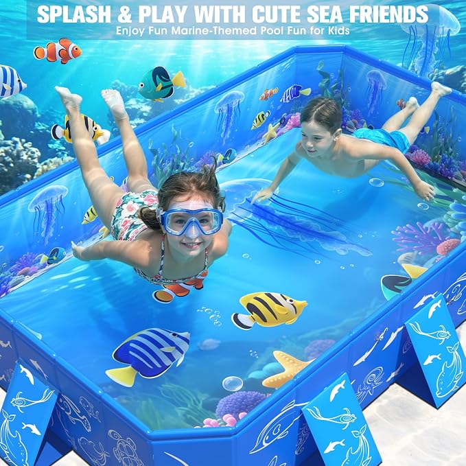 FizZeal Kiddie Pool with Canopy,Baby Swimming Pool for Toddler,Non-Inflatable Portable Pool for Kid,Foldable Toddler Pool with Shade,Kids Pool for Backyard.Outdoor Pop Up Kiddie Beach Pool 50"x37"x30'