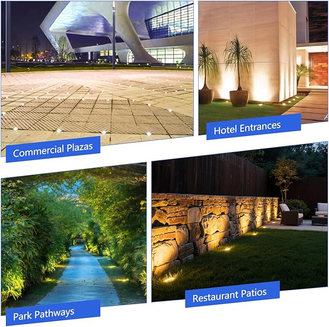 JESLED Low Voltage Landscape Lights, 6W LED Well Lights IP67 Waterproof, 3000K Warm White In-Ground Lights with Wire Connectors for Pathway, Deck, Patio, Yard, Garden (8 Pack)