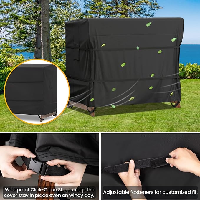 Velway Outdoor Swing Cover - Triple Seater Waterproof Patio Hammock 87x49x70 - All Weather Windproof Glider Chair for Garden Furniture, Black