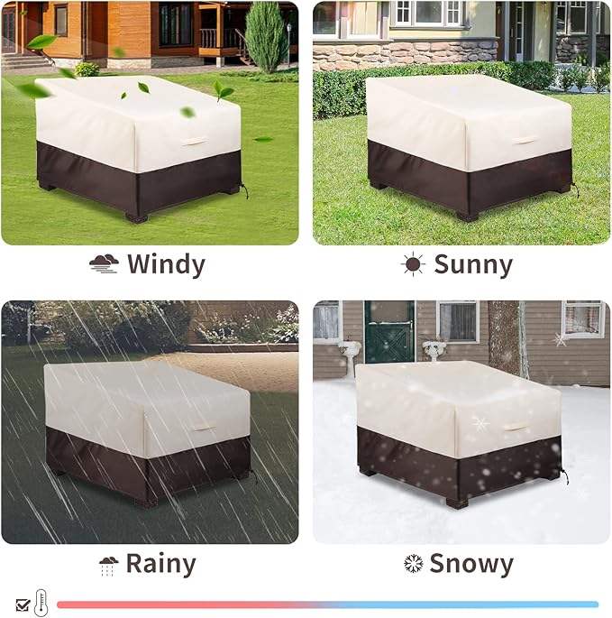 Outdoor Chair Covers 2 Pack, ALSTER Patio Chair Covers(35" L x 40" W x 33" H), Upgraded Oxford Durable and Waterproof Beige Furniture Covers for Lounge Deep Seat, Rain Snow Dust Wind-Proof
