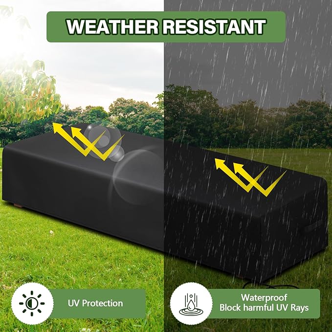 Tingjoo 2 Pcs Patio Chaise Lounge Cover Waterproof Outdoor Lounge Chair Cover 30" D x 83" W x 12" H UV Resistant with Handle Strap for Furniture Protection (Black)