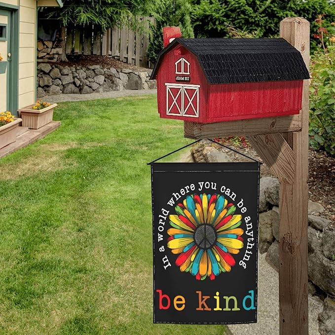 In A World Where You Can Be Anything Be Kind Garden Flag 12 X 18 In Peace Outdoor Floral Mini Yard Flag House Flags Double-Sided Farmhouse Sign For Home Garden Decoration
