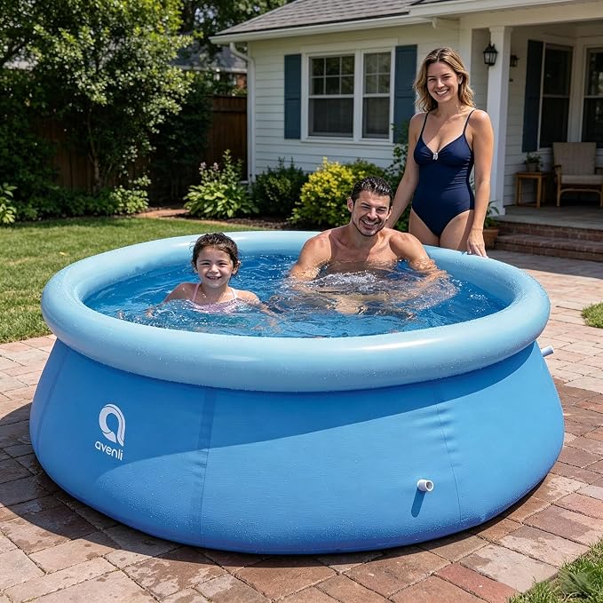 Inflatable Top Ring Swimming Pools for Adults Outdoor Easy to Set (± 6 ft X 29 in) Blue