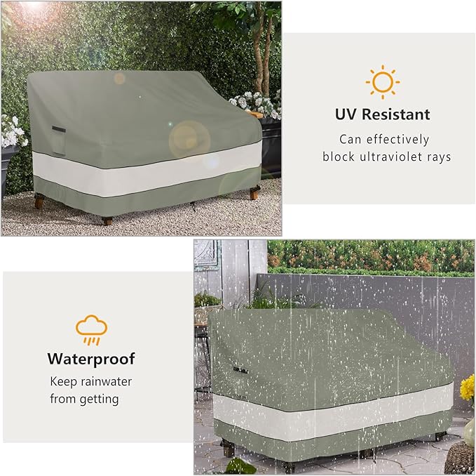 Outdoor Sofa Cover,Patio Loveseat Cover,3-Seater Bench Cover,Waterproof Heavy Duty Patio Furniture Covers,79" W x 38" D x 35" H Inches Grey Green