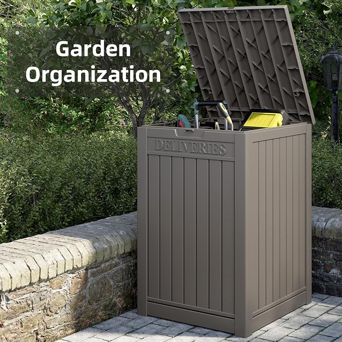 LHBGO Package Delivery Box for Outside, 48 Gallon Storage with Lockable Secure, Large Resin Outdoor Package Drop Container