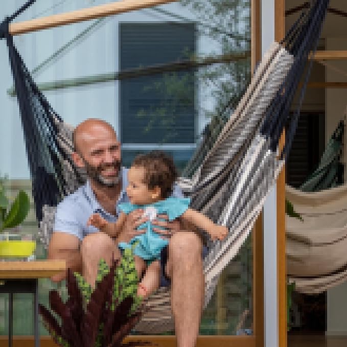 La Siesta® Large Comfort Habana Cotton Hanging Hammock Chair, Indoor Outdoor Hammock Swing Chair, Boho Hanging Chair Bedroom Patio, Max 285 Lbs, Zebra