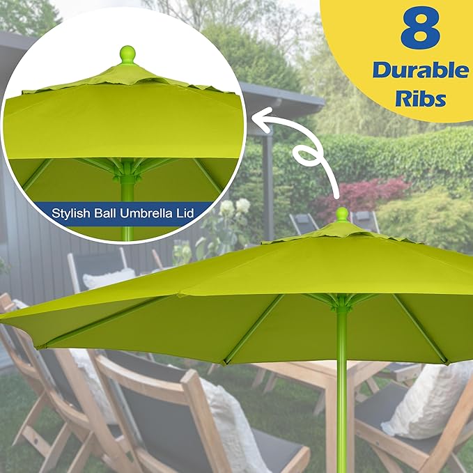 Sunnyglade 9FT Outdoor Patio Umbrella, Market Table Umbrella with 8 Sturdy Ribs and Crank System, Fade-resistant & Waterproof for Garden Backyard Poolside Deck