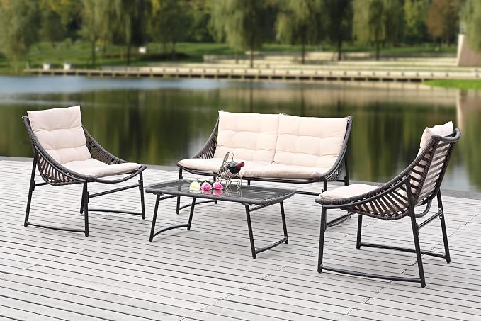 SAFAVIEH 4-Piece Outdoor Collection Berkane Patio Set