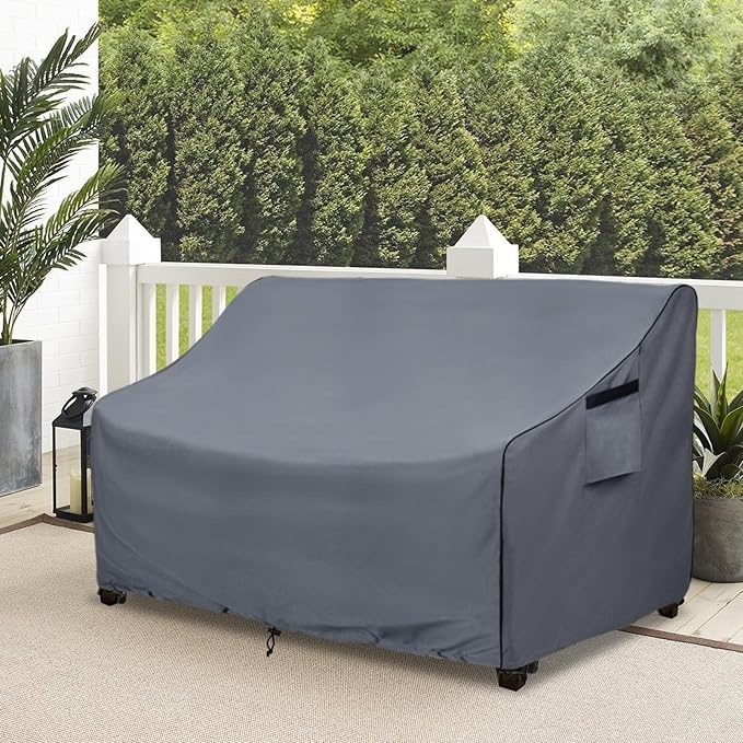 Outdoor 2-Seater Loveseat Cover,600D Heavy Duty 100% Waterproof Patio Sofa Cover,Furniture Covers for Sofa and Loveseat,58W x 32.5D x 31H Inches,Grey.