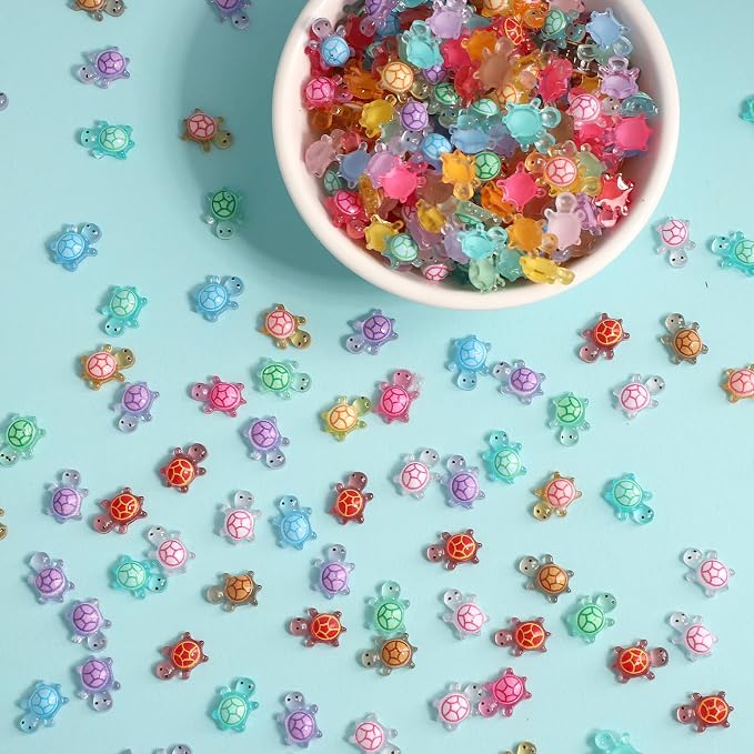 Mini Resin Turtles, Glow in The Dark Tiny Turtle Figurines, Miniature Landscape Ornaments for DIY Fairy Garden, Dollhouse, Aquarium, Fish Tank, Plant Pot Decor, Party Craft Supplies (200)