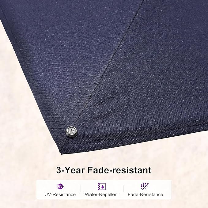 PURPLE LEAF 9' X 12' Right-left Tilt White Patio Umbrella with Base Cantilever Outdoor Swivel Umbrellas with Aluminum Tilt Offset Umbrella with 360° Rotation for Deck Pool, Navy Blue
