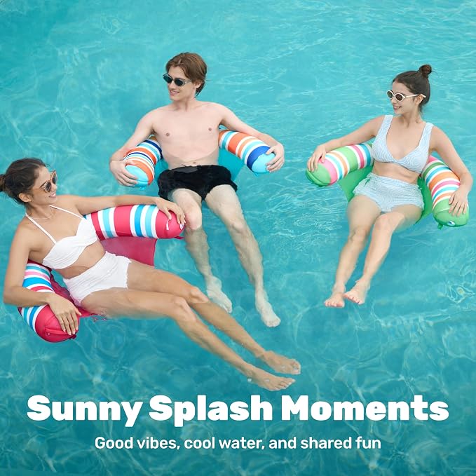 SLOOSH Inflatable Pool Noodle Chair, 3 Packs Pool Floats Noodle Sling Floatie, Swimming Party Floating Chair for Adult Party Summer Water Fun