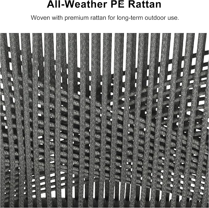 PURPLE LEAF Outdoor Patio Dining Set All-Weather PE Rattan Furniture Set with All Aluminum Frame Rectangular 7 Pieces Table and Chairs Set for 6 People Lawn Garden Backyard Deck, Grey