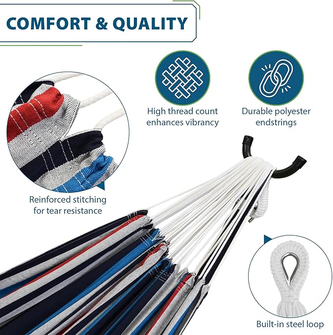 Vivere Brazilian Style Double Hammock, Denim (BRAZ212)