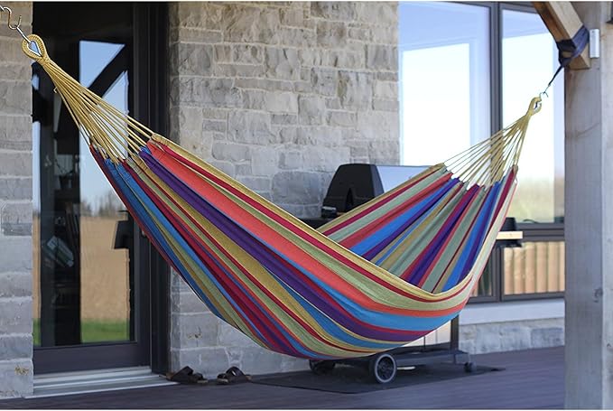 Vivere Brazilian Style Double Hammock Patio Outdoor Hanging Swing, Rio Night