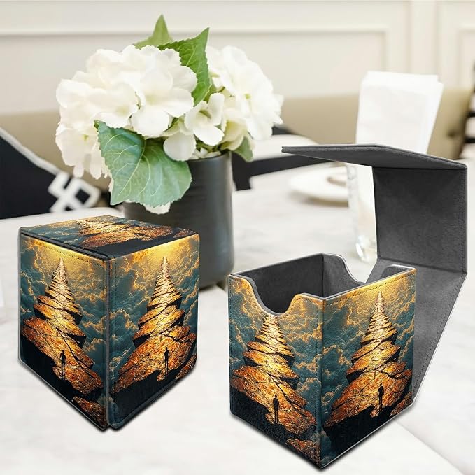 Cloud Stone Man Card Deck Box for MTG, Personalized Card Storage Case Fits 120+ Sleeved Cards, Premium Leather TCG Box with Strong Magnetic Closure for Magic, CCG, PTCG, Baseball Cards