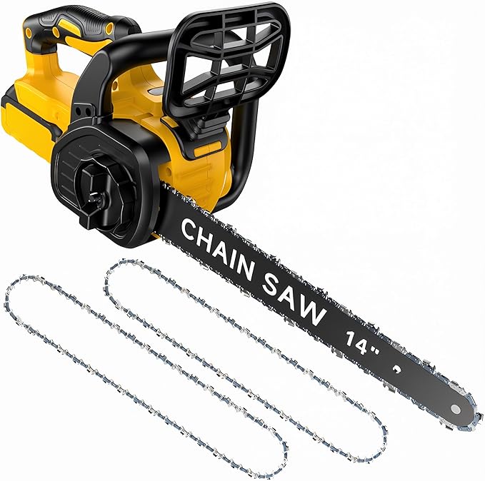 14-Inch Brushless Electric Chainsaw, Cordless Battery Powered Chain Saw Compatible with Dewalt 20V Battery with LCD Display, Auto Oiler, for Wood/Tree Cutting Pruning, Tool Only (Battery Not Included)