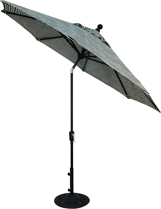 Treasure Garden Octagonal 9 ft Patio Umbrella - Outdoor Furniture Table Umbrella – Push-Button Tilt – Bronze Aluminum Frame (Obravia, Khaki)