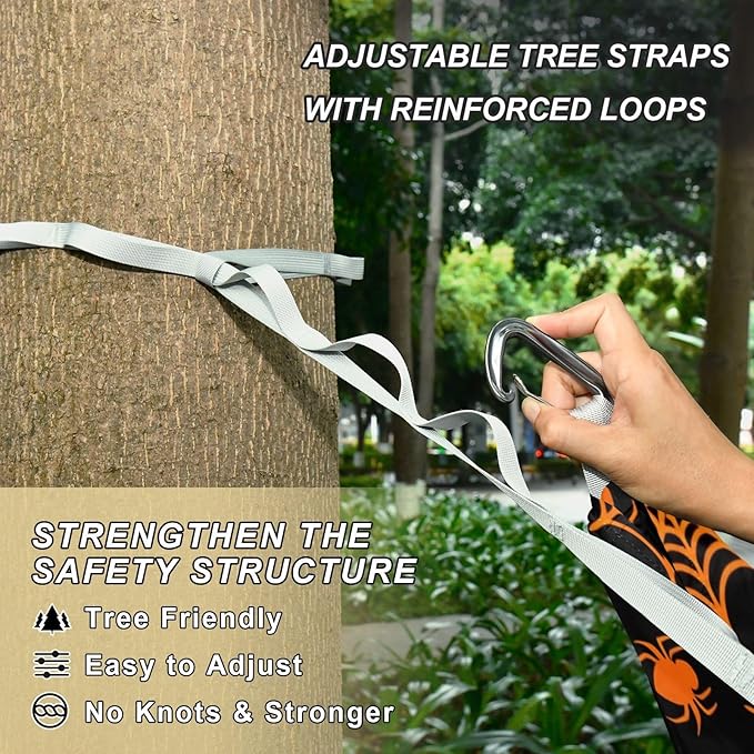 Hammocks for Outside Orange Spiderwebs Camping Hammock Portable Hammocks with Tree Straps and Carry Bag Camping Accessories for Hiking Beach Outdoor