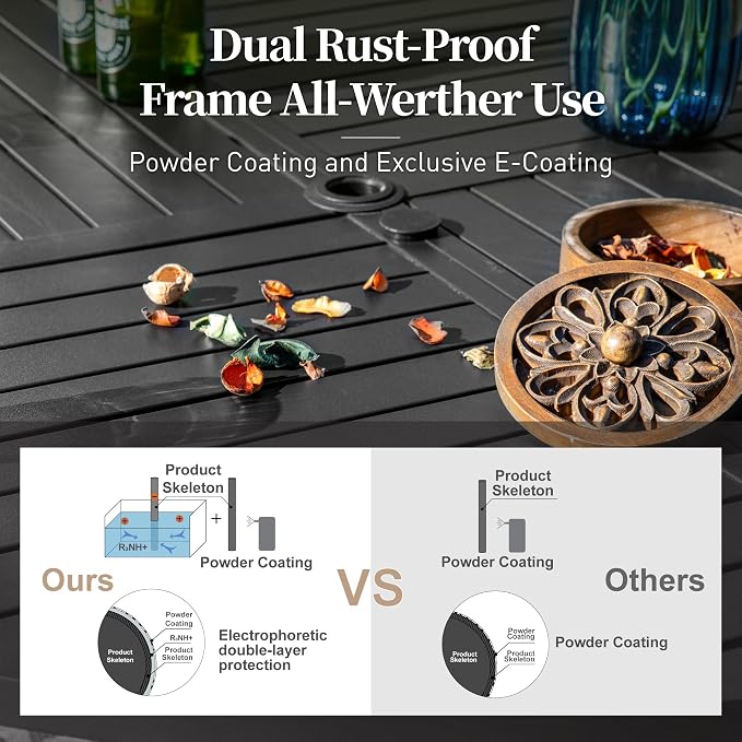 SUNSHINE VALLEY Patio Table and Chairs Set of 4, All-Weather Breathable Textilene Patio Chair with Gourd-Shaped Armrests, 42x42 Round Table with Umbrella Hole, 5 Pcs Metal Frame Patio Dining Set
