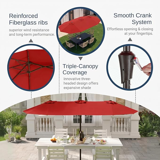 15FT Large Patio Umbrella with Base Included