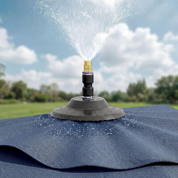 15 FT Patented Misting Patio Umbrella with Base, Outdoor Umbrella with Built-in Rechargeable Mist System