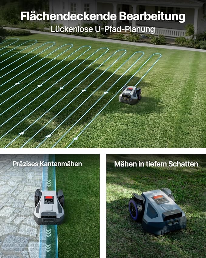 ANTHBOT M9 Set: Robotic Lawnmower Without Boundary Cable Including NetRTK & 4G Service (1 Year), Quick Installation Without RTK Base Station, NetRTK & Dual Vision, 900 m² (max. 1200 m²), 45% Incline
