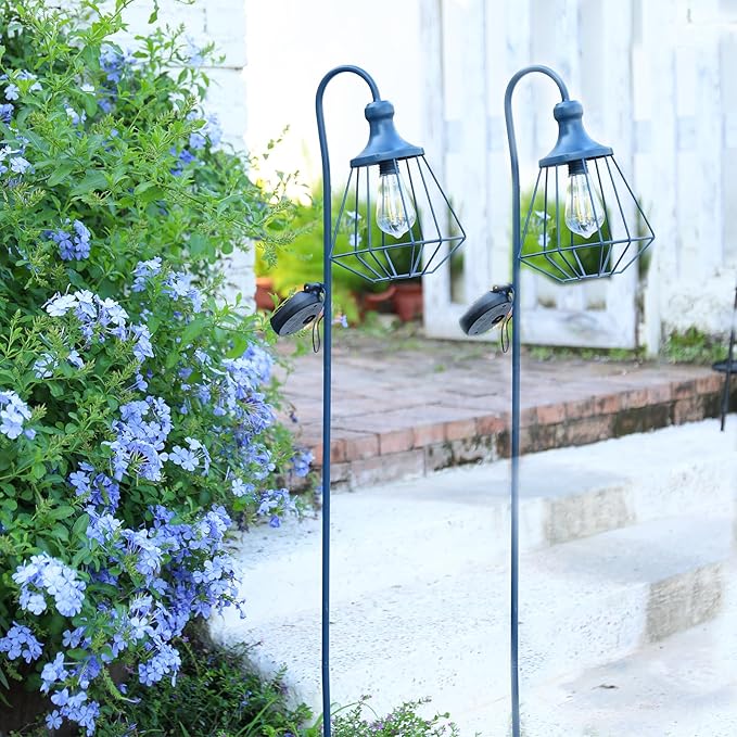 2 Pack Solar Pathway Lights Outdoor Waterproof Solar Powered Metal Path Lighting for Garden Backyard Landscape Lighting, Decor Lights Gift for Women, Blue