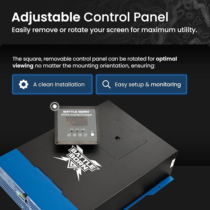 Battle Born 2000W Inverter/Charger - Pure Sine Wave AC Power with High Surge Capability - Built for RV, Marine, Solar, & Off-Grid Power Systems