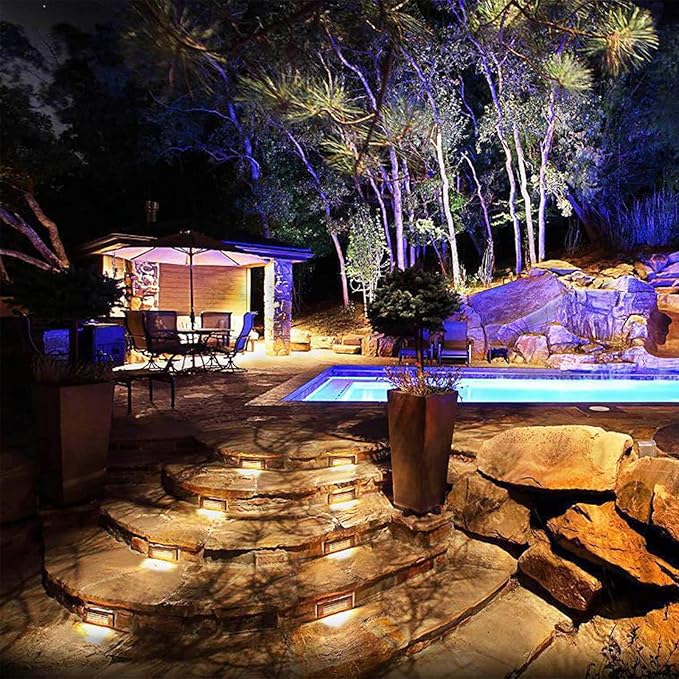 Deck Light Full Brick Low Voltage Landscape Lighting 12V Steps Lighting LED Outdoor Decorative Deck Steps Light Dual Light Pathway for Patio Outside Landscape Walkway Stair