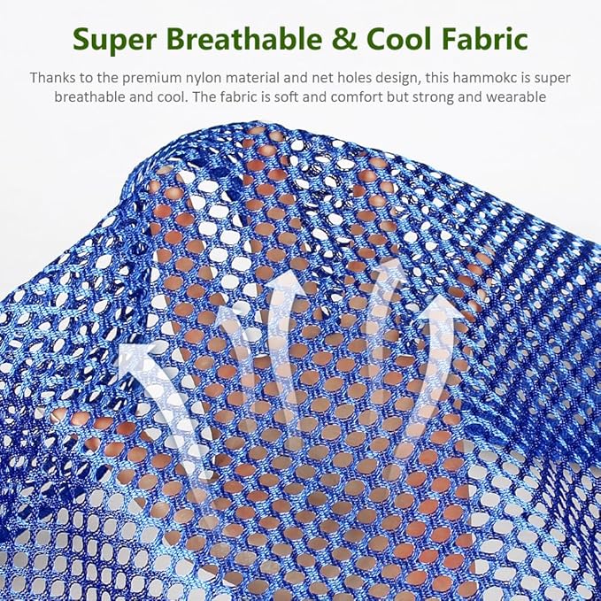 Outdoor Hammock, Super Soft and Breathable Mesh Hammock Made of Cool Nylon with Wooden Bars for Indoor, Balcony, Terrace, Garden, Camping, Backpacking