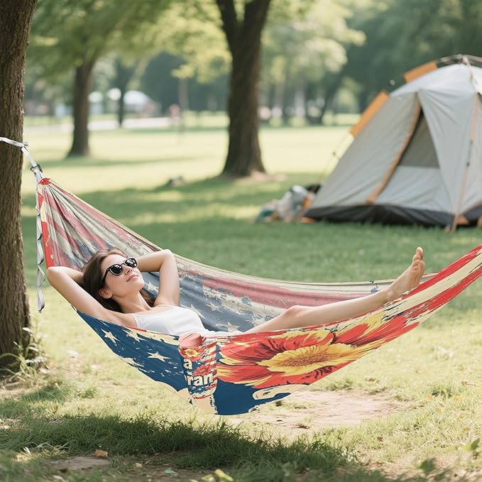 National Vietnam War Veterans Day Flowers Army Outdoor Hammock with Tree Straps Tree Hammock for Outside Beach Patio Garden