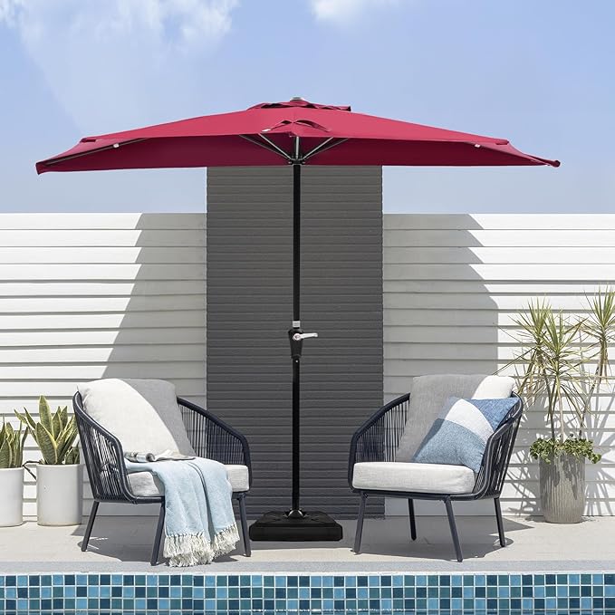 OLIXIS 9FT Patio Umbrella with Tilt and Crank Button & Sturdy Ribs Waterproof, 9Feet Patio Table Umbrella Perfect for Poolside, Terrace, Beach and Outdoor Restaurant