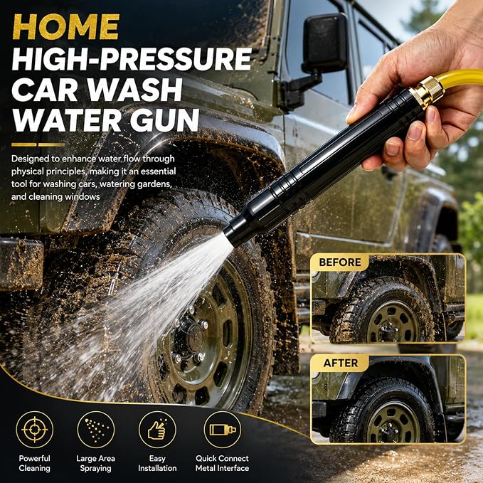 Home High Pressure Car Wash Water Gun, 2026 Upgraded Home High-Pressure Car Wash Water Gun with Booster,Multipurpose for Home Car Washing, Plant and Vegetable Watering, Featuring A Powerful Nozzle
