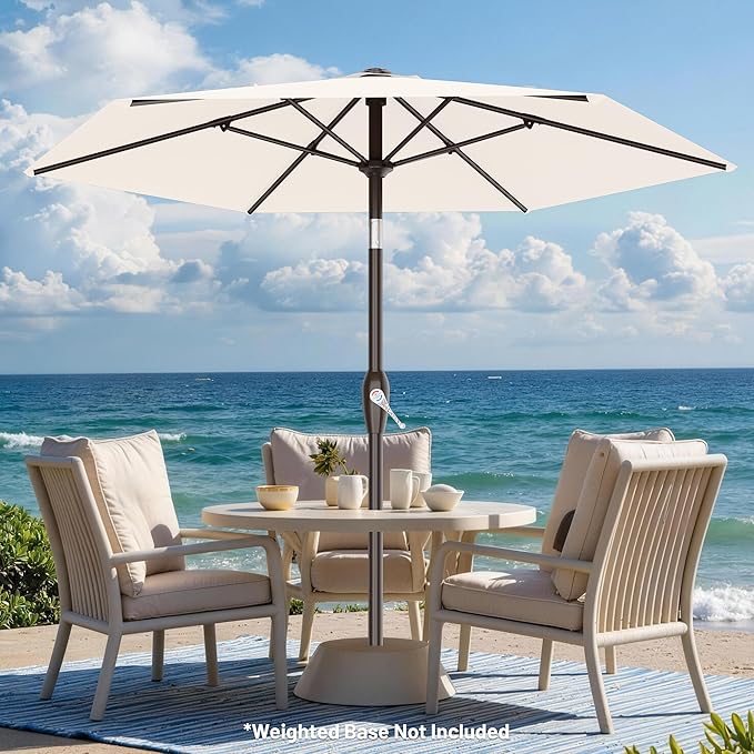 AreShark 7.5FT Patio Umbrella Table Market Umbrella w/Tilt and Crank, Heavy-Duty Outdoor Umbrellas for Pool, Deck, Garden and Backyard, Cream White