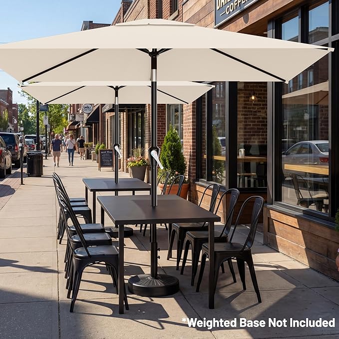 AreShark 6.5' x 10' Rectangular Patio Umbrellas for Outdoor, Outdoor Table Umbrella, Large Outdoor Patio Umbrellas with 6 Sturdy Ribs for Pool, Garden, Deck & Market (Cream-White)
