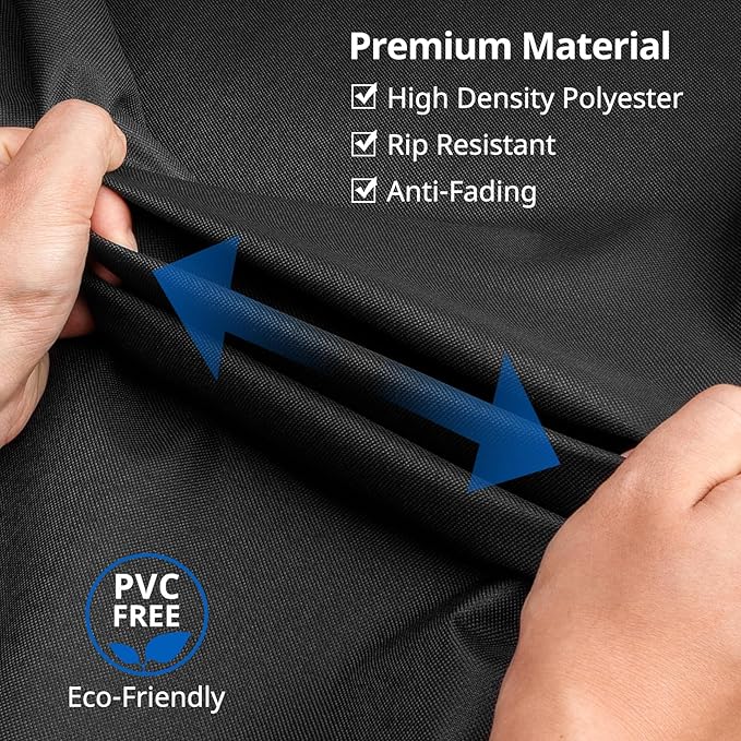 SunPatio Patio Furniture Covers Waterproof, Rectangular Table and Chairs Set Cover, Outdoor Furniture Set Cover with Drawstrings and Taped Seams, All Weather Protection, 76"W x 50"D x 30"H, Black