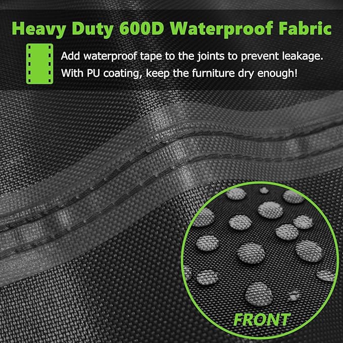 Patio Furniture Covers Waterproof, Heavy Duty 600D Outdoor Furniture Covers for Outdoor Dining Table and Chair,Tear Resistance and Anti-UV,Black,74"L x 47"W x 28"H