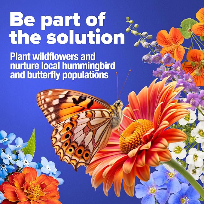 HOME GROWN Premium Wildflower Seeds Bulk Mix | 134,000+ Non-GMO USA Native Flower Seed for Planting Outdoors | 23 Perennial & Annual Varieties for Butterfly Garden | 3 oz